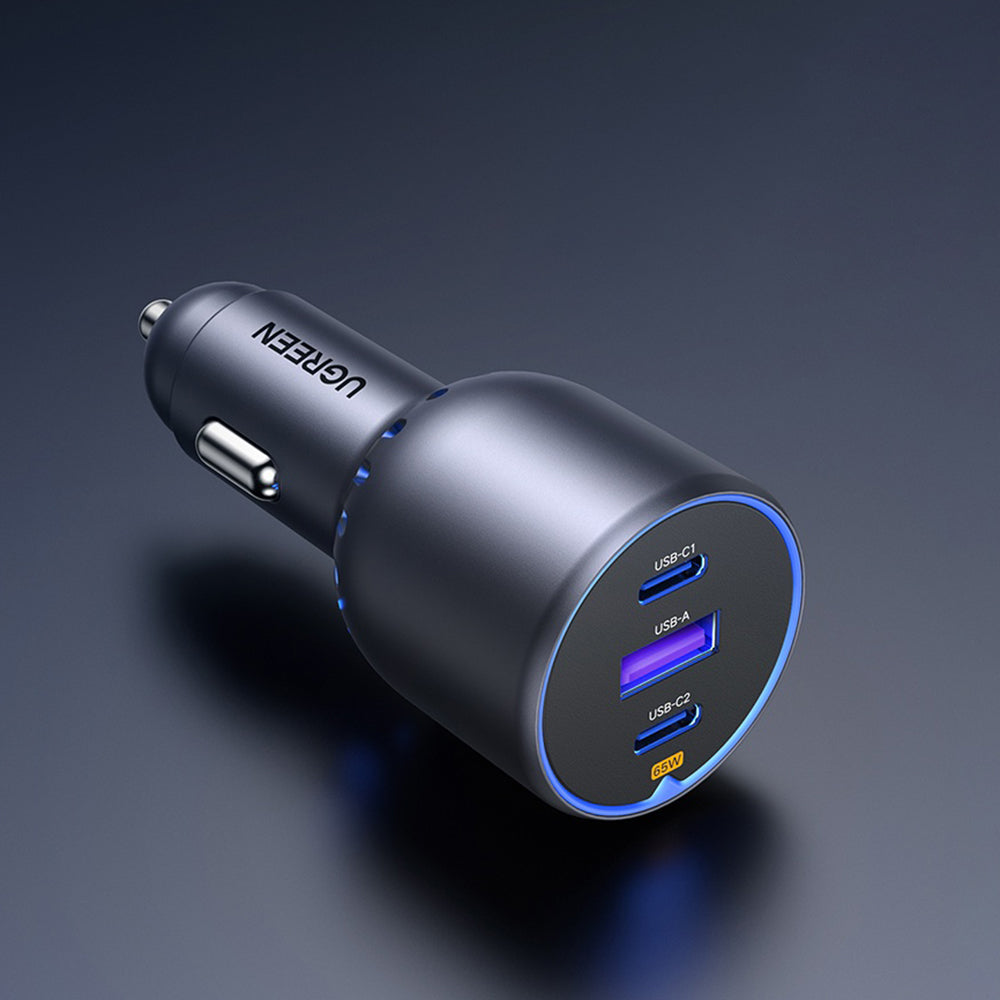 Ugreen - Car Charger 3in1 EC703 (35024) - Fast Charging, USB, 2x Type-C, USB, 75W, 3A, PD3.0, QC 3.0 - Black