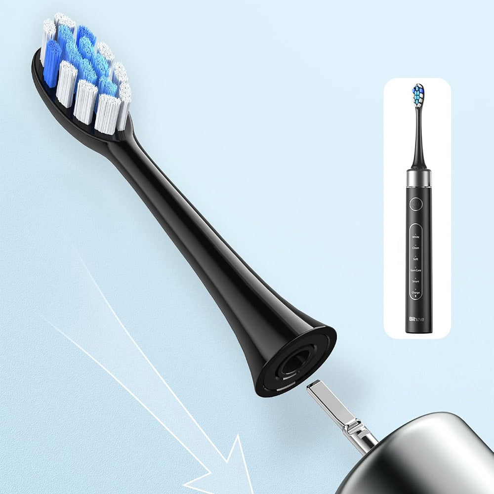 Bitvae - Toothbrush Heads (GCS2) - For Bitvae BVS2, x4 - Black