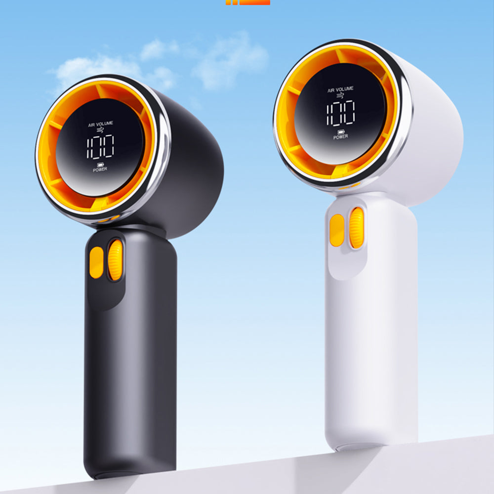 Techsuit - Premium Portable Mini Fan (Z11) - with LED Digital Display, USB-C Rechargeable, 100 Wind Speeds - White