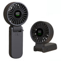 Techsuit - Premium Mini Hand Fan (A10) - with LED Digital Display, USB-C Rechargeable, 100 Wind Speeds, 5400RPM - Black
