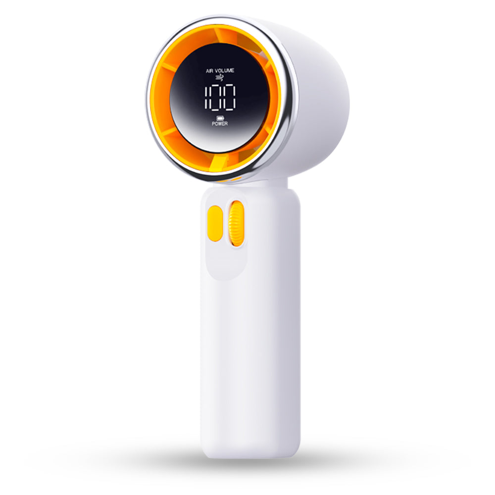 Techsuit - Premium Portable Mini Fan (Z11) - with LED Digital Display, USB-C Rechargeable, 100 Wind Speeds - White