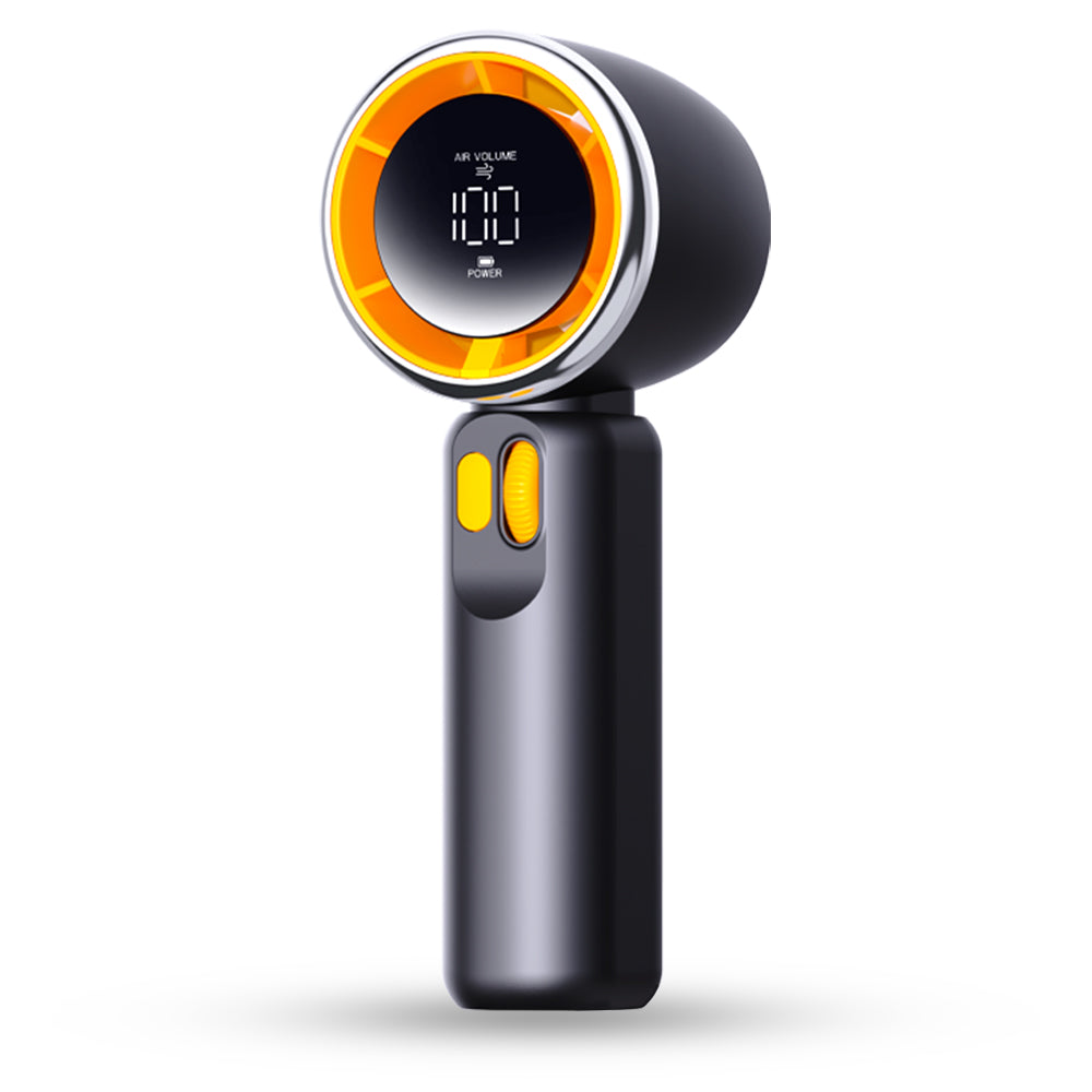 Techsuit - Premium Portable Mini Fan (Z11) - with LED Digital Display, USB-C Rechargeable, 100 Wind Speeds - Black