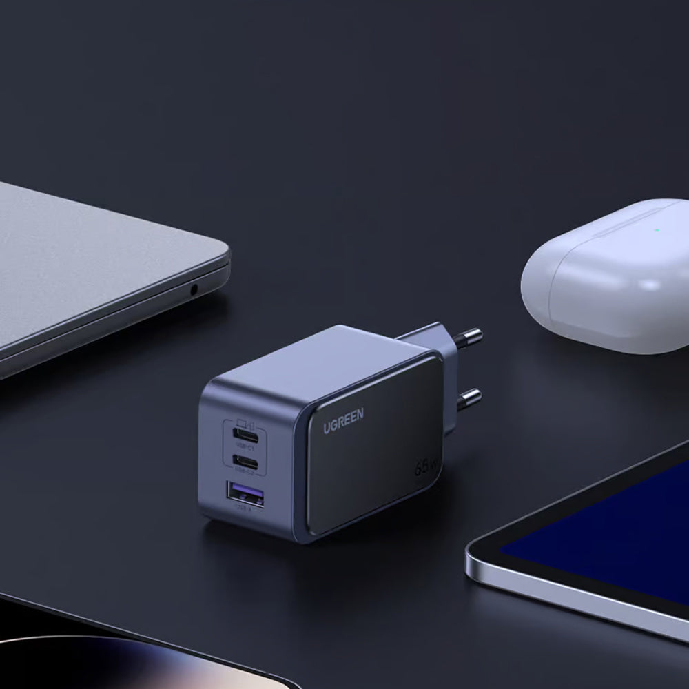 Ugreen - Wall Charger Nexode Air S X553 (35042) - GaN, Fast Charge, USB, 2x Type-C, 65W, 3A, QC4.0+, PD3.0 - Grey