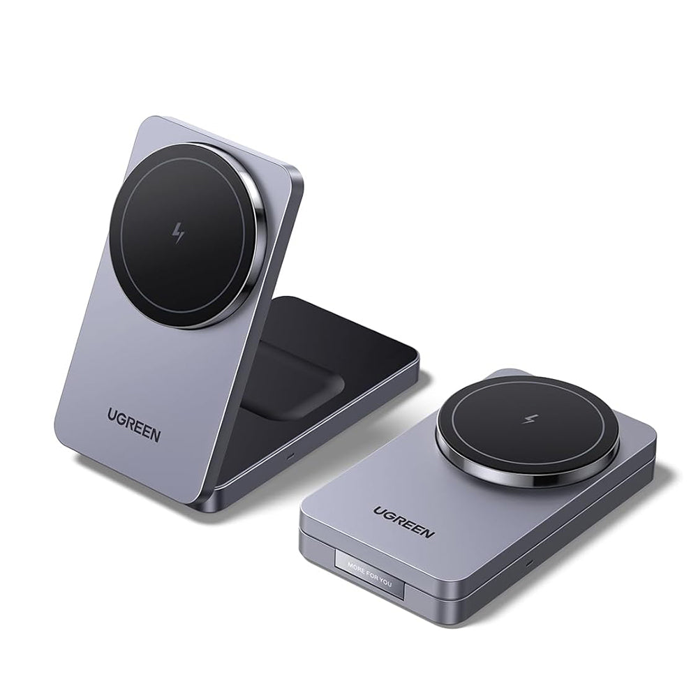 Ugreen - Wireless Charger W528 (45056) - 2in1, MagSafe, for iPhone, AirPods, Compact Foldable Design, 15W, 3A - Black