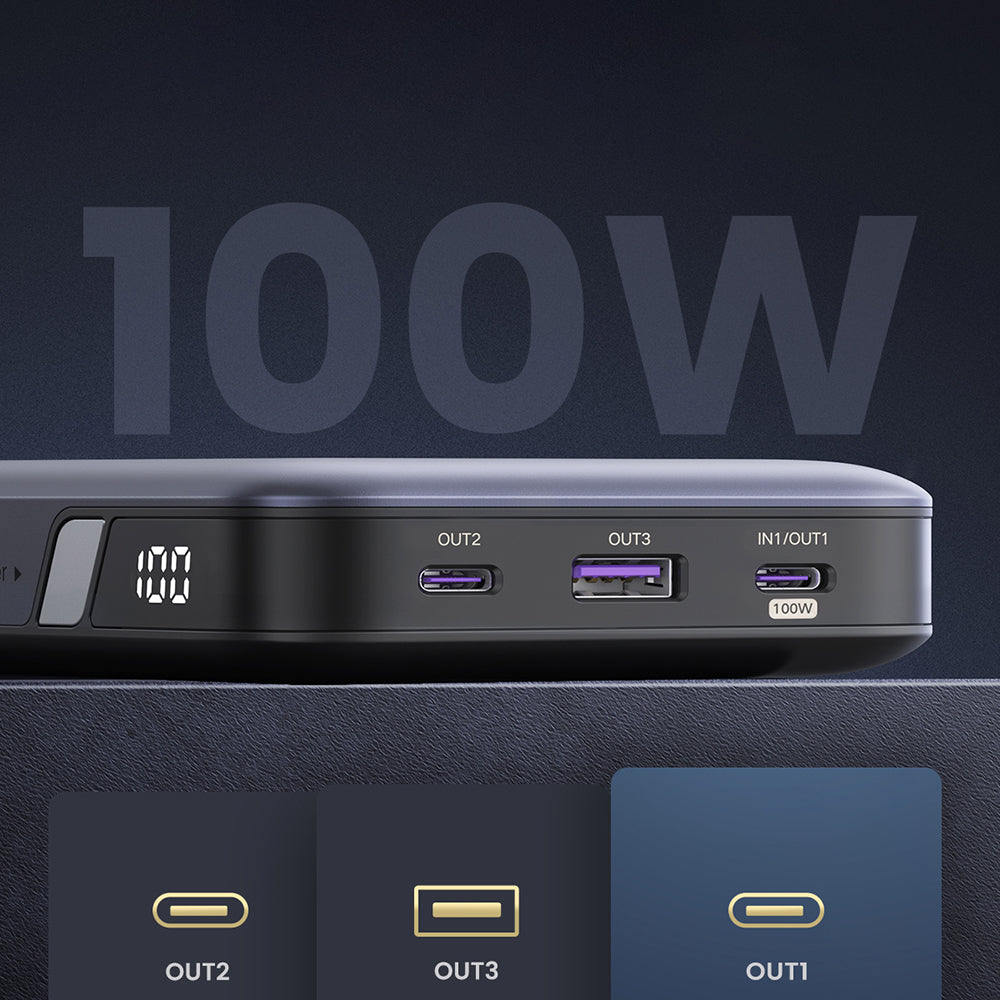 Ugreen - Power Bank PB720 (25188) - Two-way Fast Charging, Digital Display, 20000mAh, USB, Type-C, 100W, 5V/3A - Black
