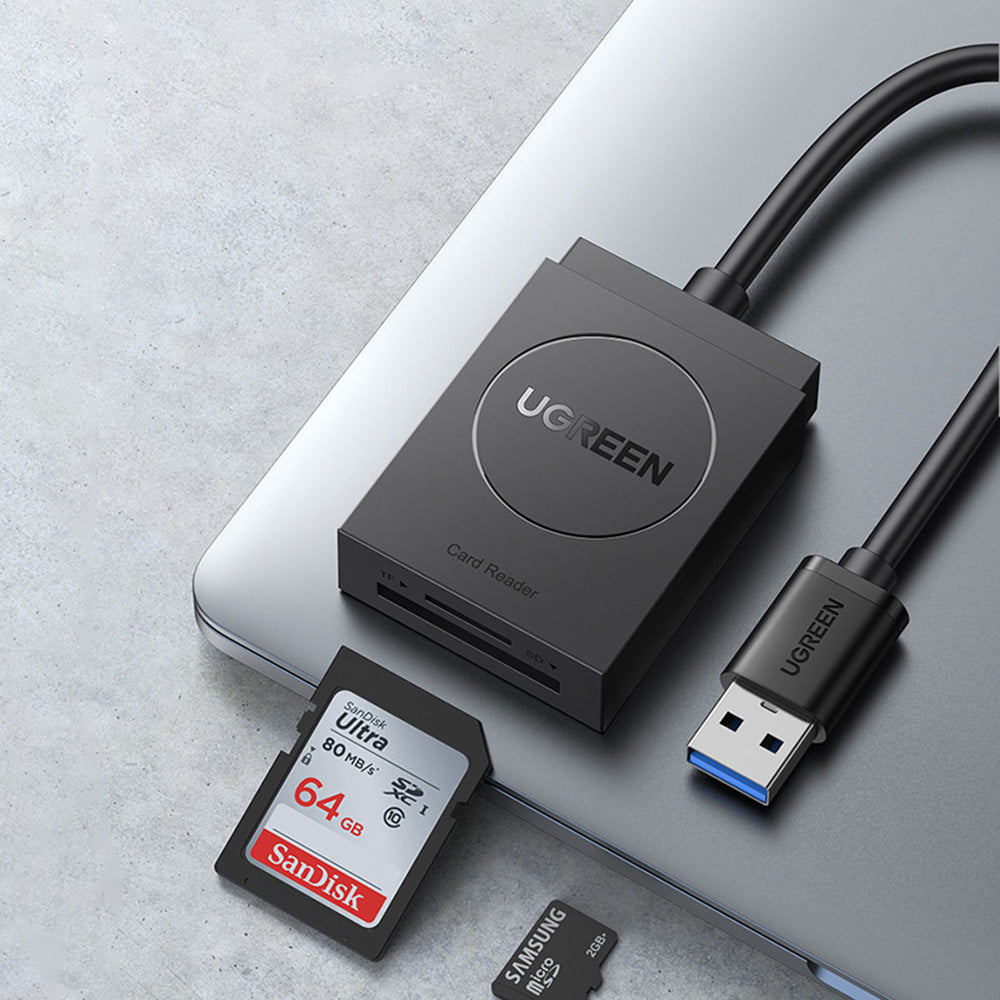 Cititor de Carduri SD, Micro SD la USB 3.0, Plug & Play, 5Gbps, 15cm - Ugreen CR127 (20250) - Black