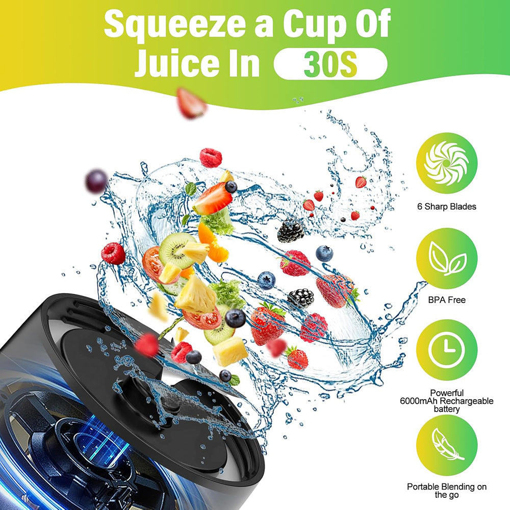Techsuit - Premium Mini Portable Blender nutriXGo (BP1) - with Type-C Cable, Rechargeable, 700ml, 20000rpm, 6000mAh - Bl