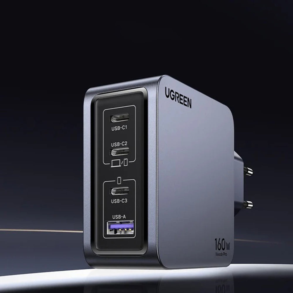 Ugreen - Wall Charger Nexode Pro X763 (25877) - with Type-C Cable, GaN, Fast Charge, USB, 3x Type-C, 160W, 3A, 1.5m - Gr