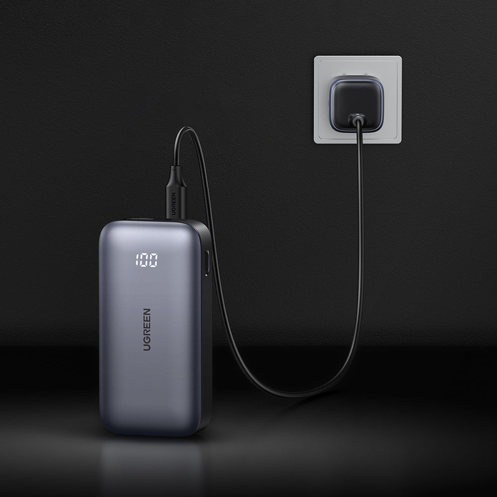 Ugreen - Power Bank PB502 (25185) - Fast Charging, with Digital Display, 10000mAh, USB, Type-C, 30W, 5V/3A - Grey