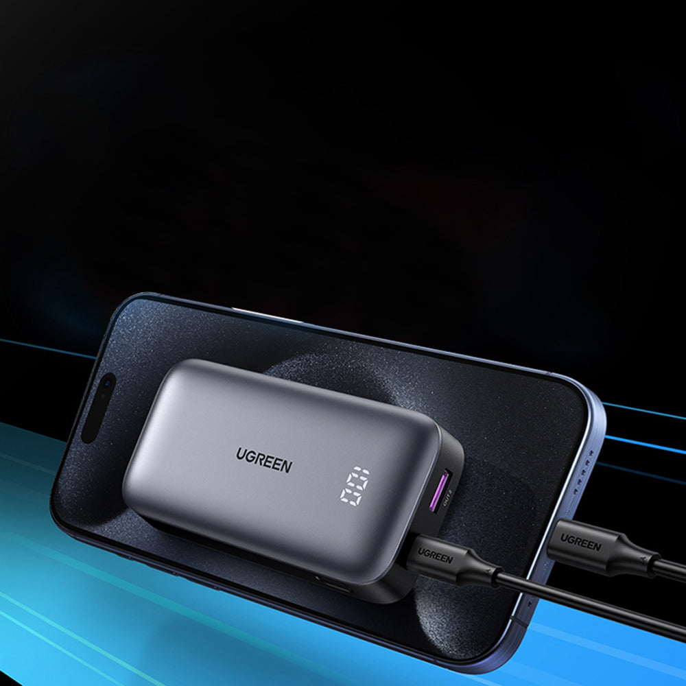 Ugreen - Power Bank PB502 (25185) - Fast Charging, with Digital Display, 10000mAh, USB, Type-C, 30W, 5V/3A - Grey