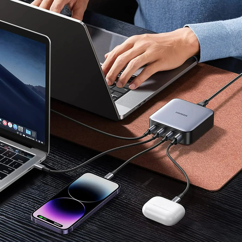 Ugreen - Charging Station Nexode CD328 (90928) - with Cable, USB, 3x Type-C, GaN II, 4in1, Fast Charging, 100W, 2m - Gre