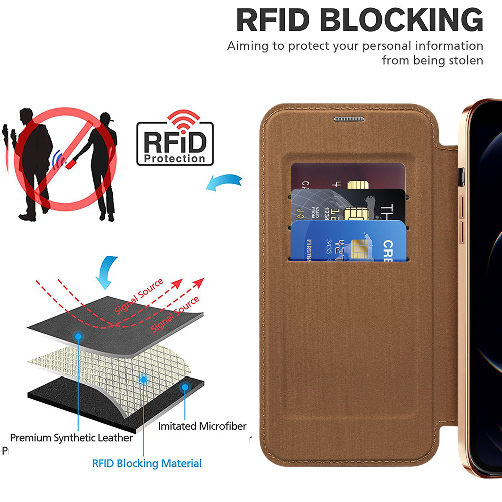 Techsuit - SmartMag Book Case - iPhone 12 Pro Max - Brown