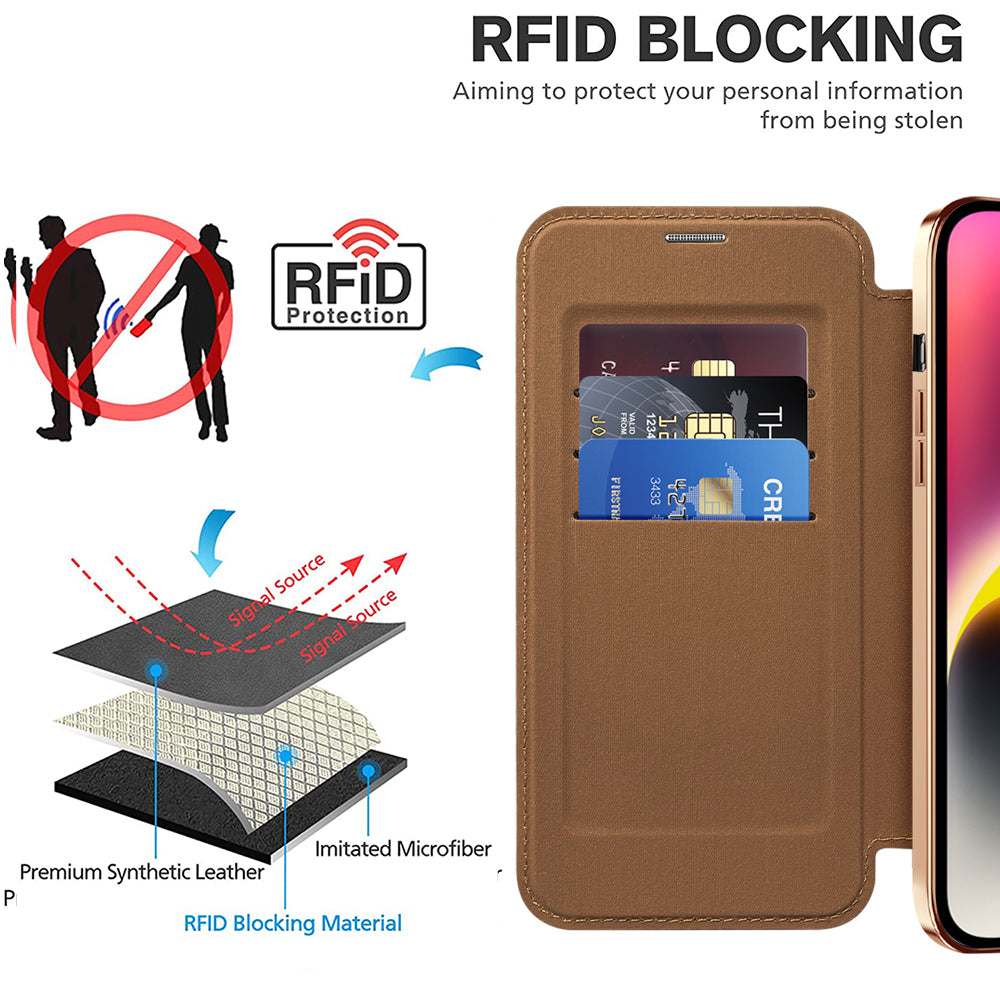 Techsuit - SmartMag Book Case - iPhone 14 - Brown