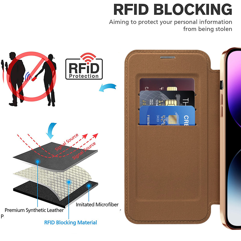 Techsuit - SmartMag Book Case - iPhone 14 Pro Max - Brown