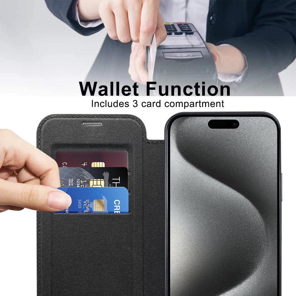 Techsuit - SmartMag Book Case - iPhone 15 Pro - Black