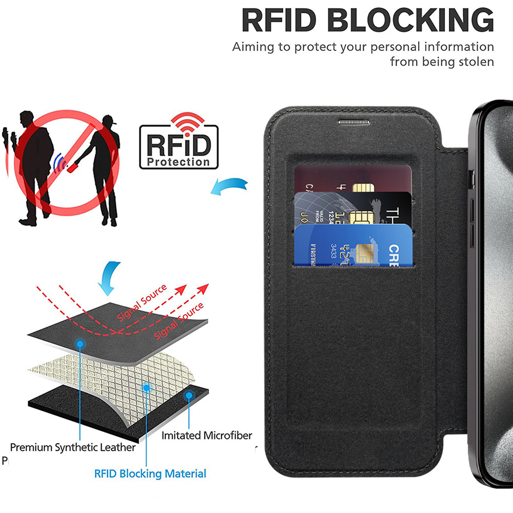 Techsuit - SmartMag Book Case - iPhone 15 Pro Max - Black