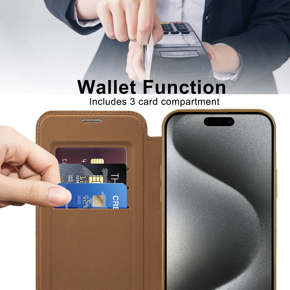 Techsuit - SmartMag Book Case - iPhone 15 Pro Max - Brown