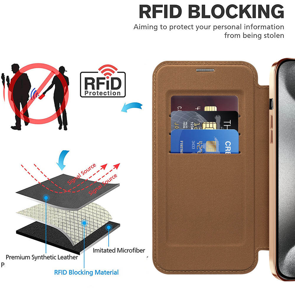 Techsuit - SmartMag Book Case - iPhone 15 Pro Max - Brown