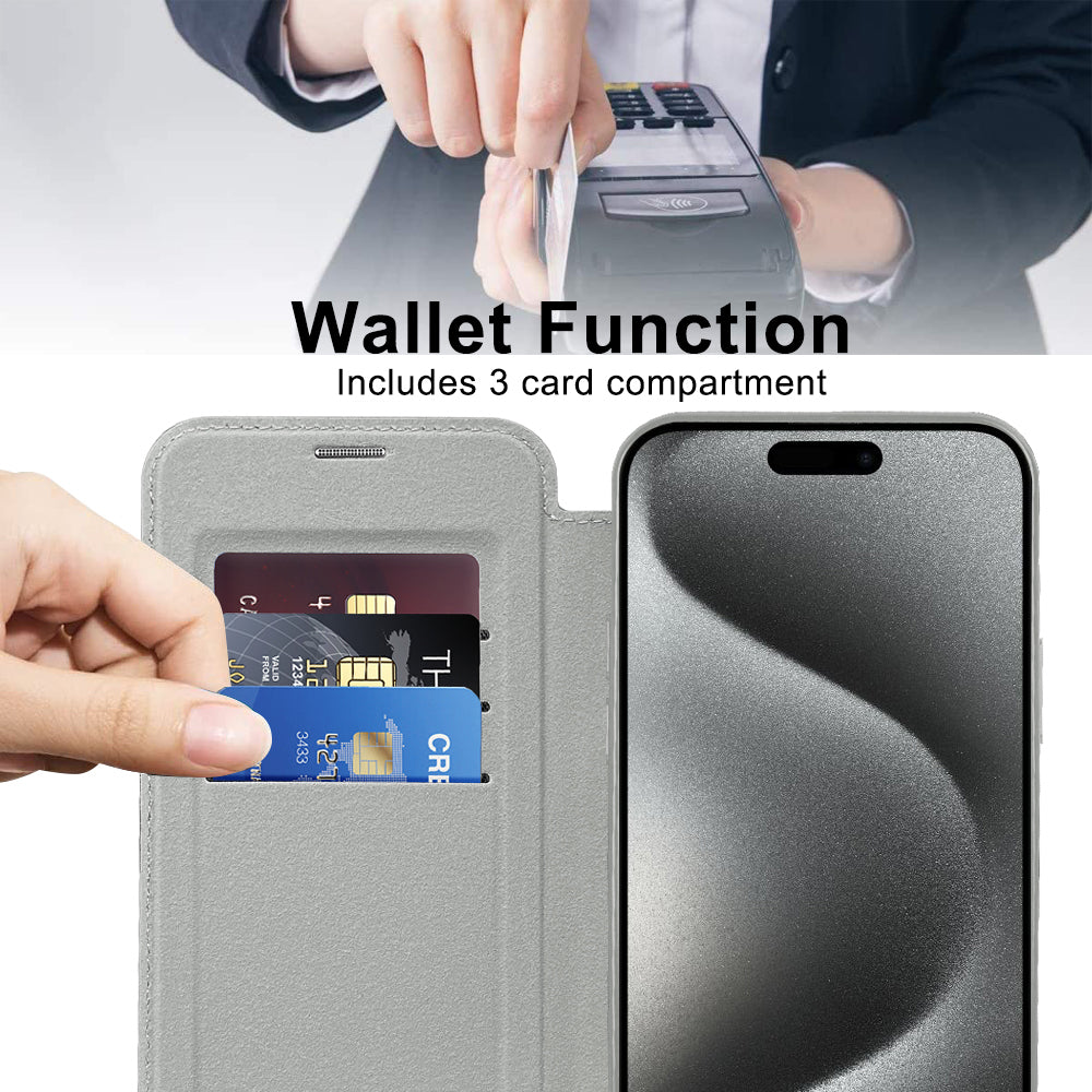 Techsuit - SmartMag Book Case - iPhone 15 Pro Max - Gray