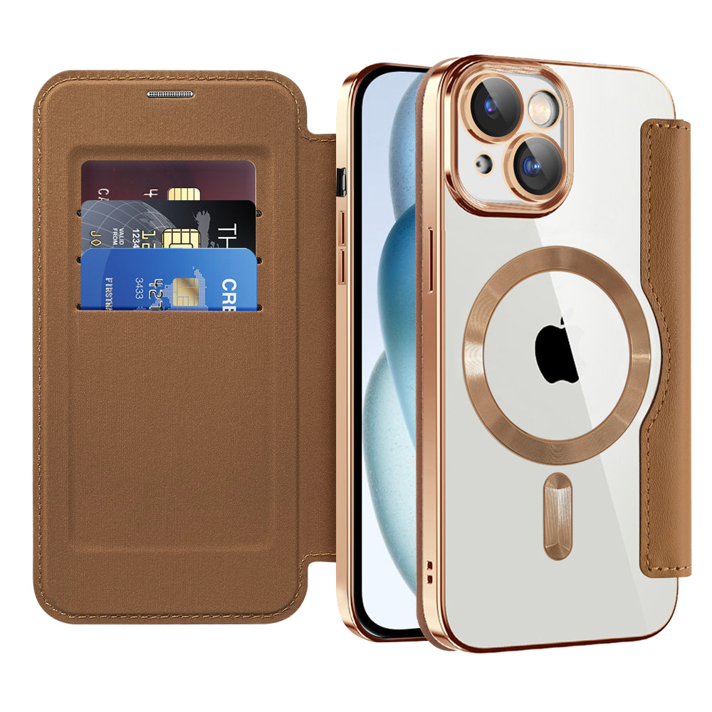 Techsuit - SmartMag Book Case - iPhone 15 - Brown