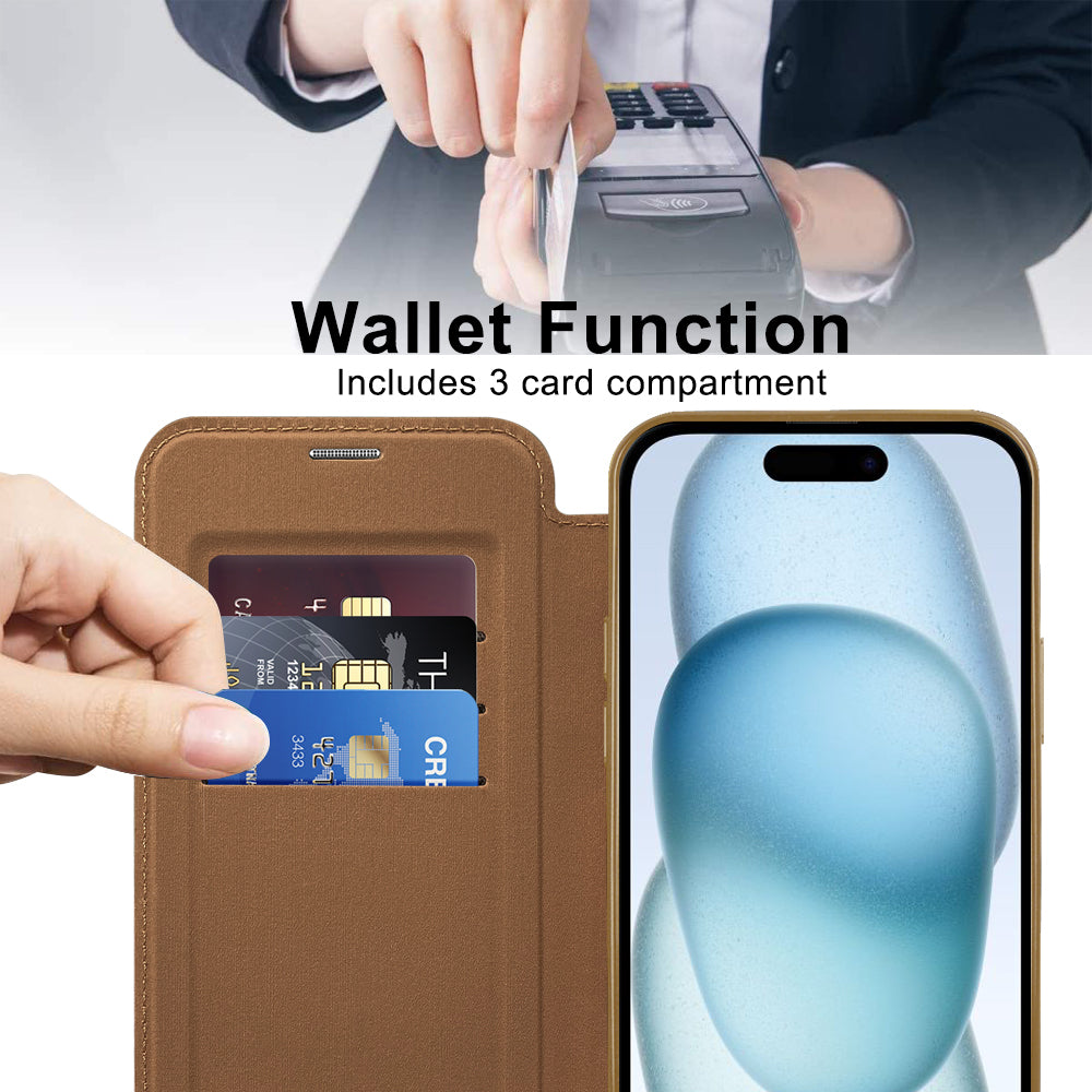 Techsuit - SmartMag Book Case - iPhone 15 - Brown