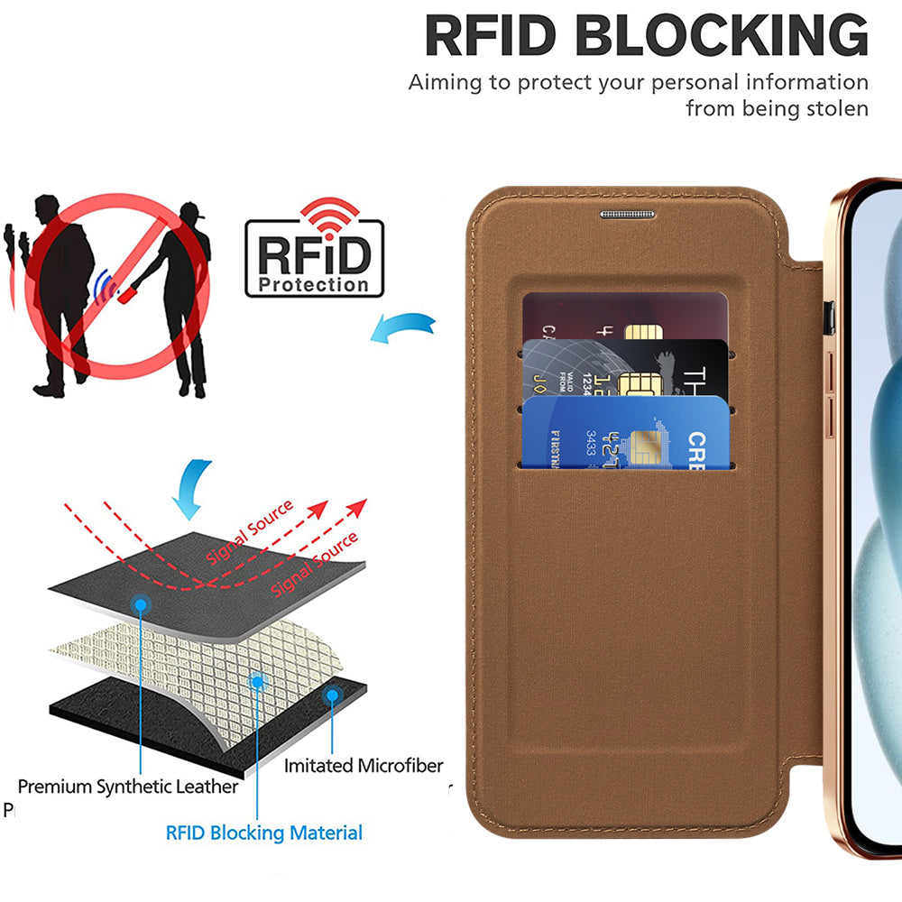 Techsuit - SmartMag Book Case - iPhone 15 - Brown