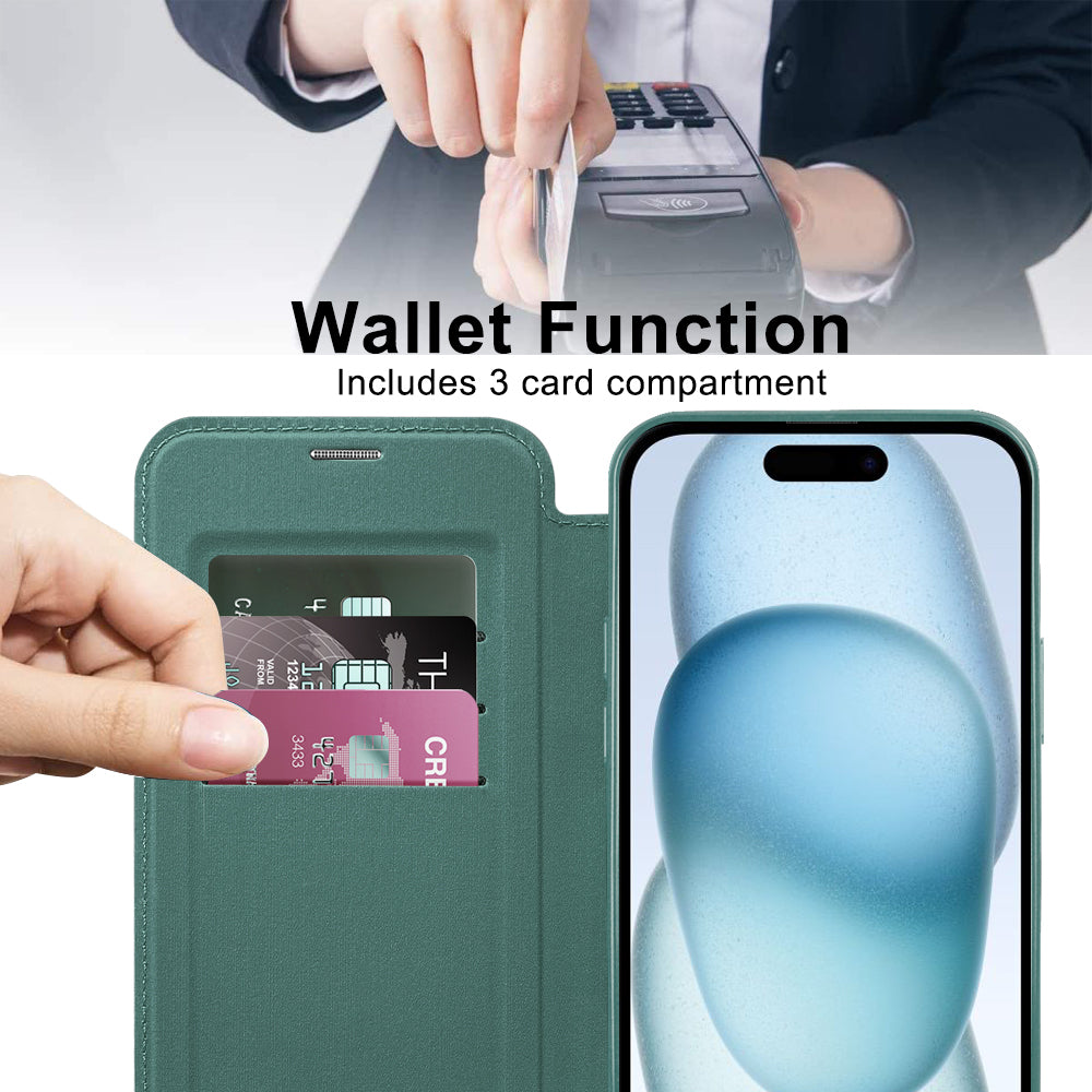 Techsuit - SmartMag Book Case - iPhone 15 - Green