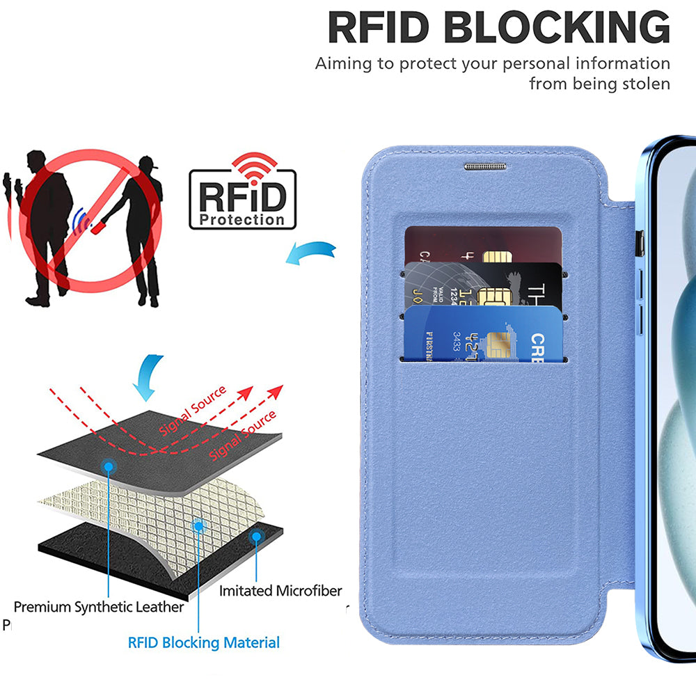 Techsuit - SmartMag Book Case - iPhone 15 - Light Blue