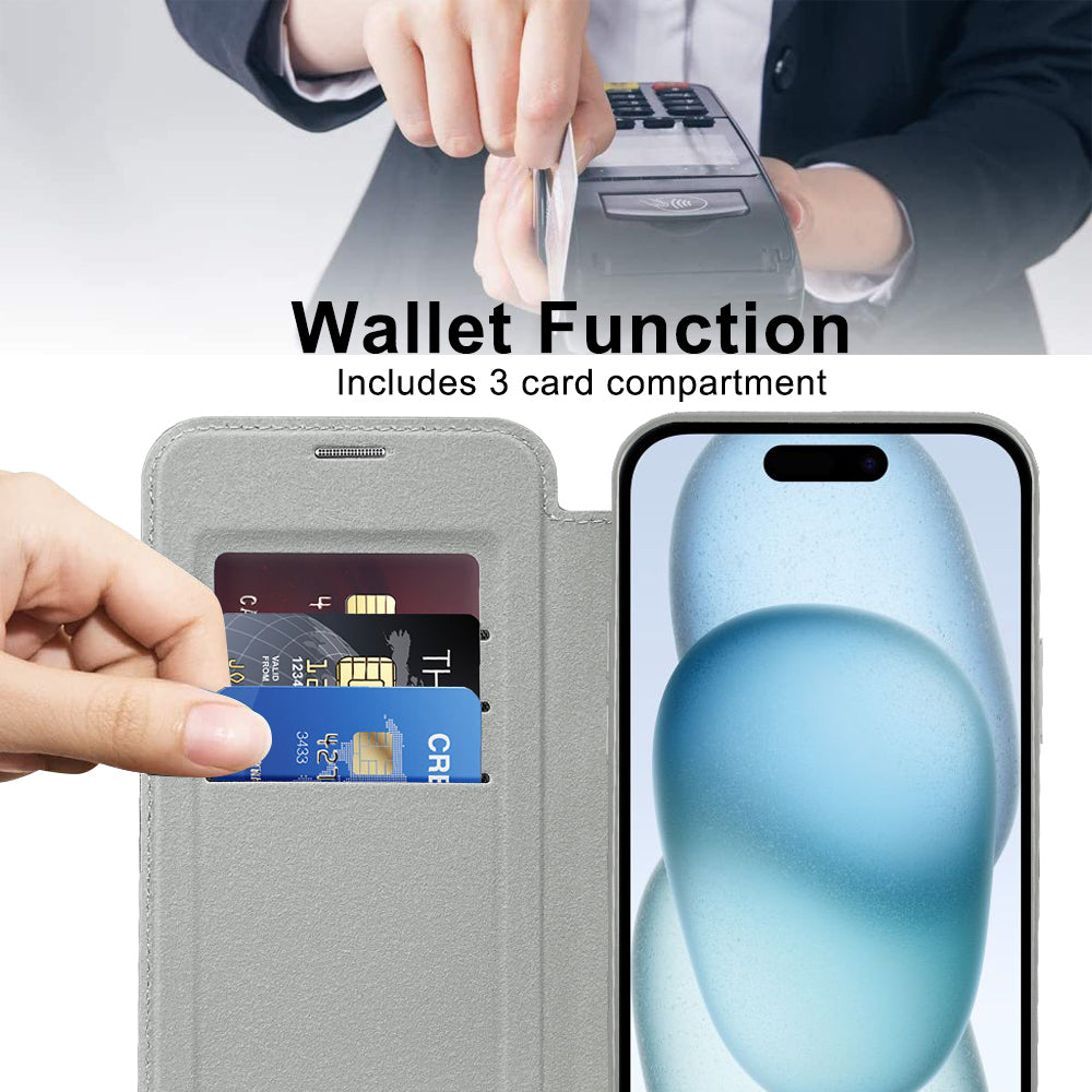 Techsuit - SmartMag Book Case - iPhone 15 - Gray