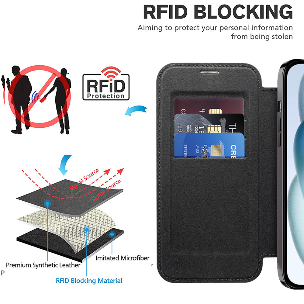 Techsuit - SmartMag Book Case - iPhone 15 Plus - Black