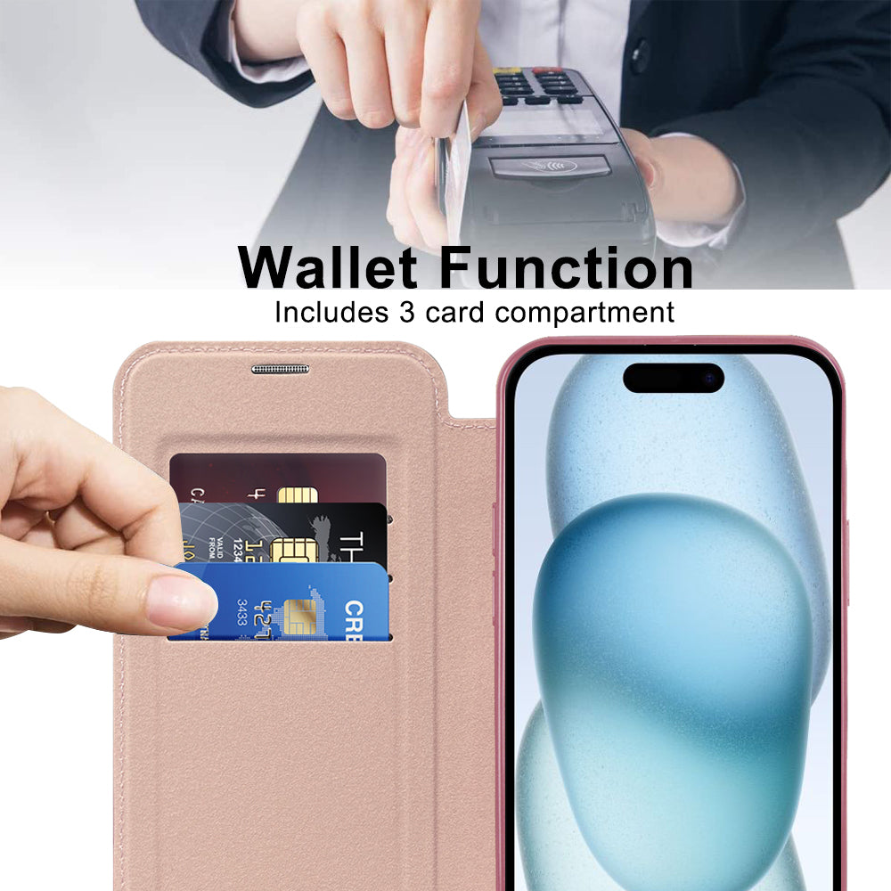 Techsuit - SmartMag Book Case - iPhone 15 Plus - Pink