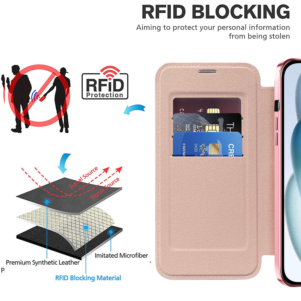 Techsuit - SmartMag Book Case - iPhone 15 Plus - Pink