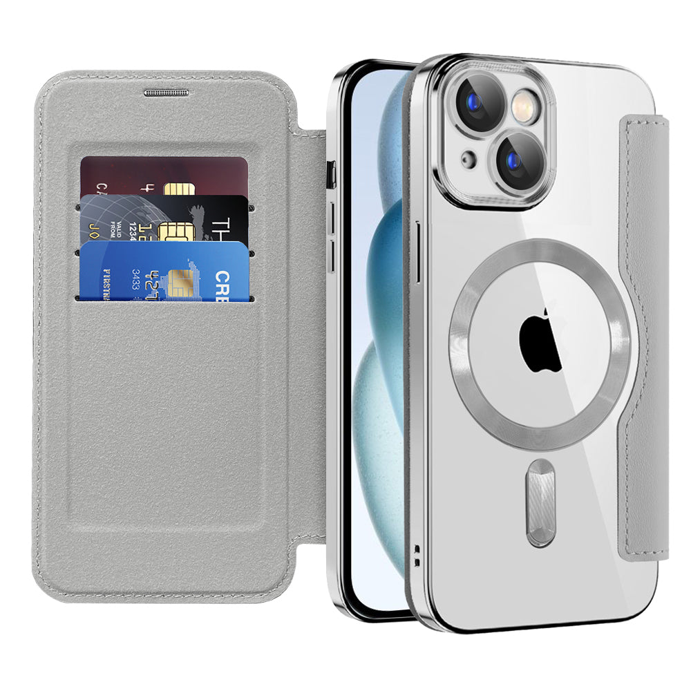 Techsuit - SmartMag Book Case - iPhone 15 Plus - Gray