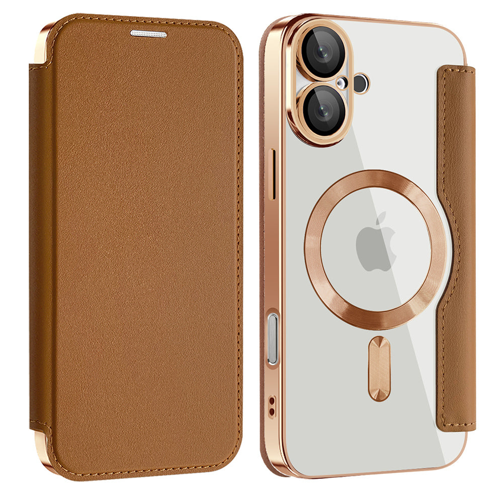 Techsuit - SmartMag Book Case - iPhone 16 Plus - Brown