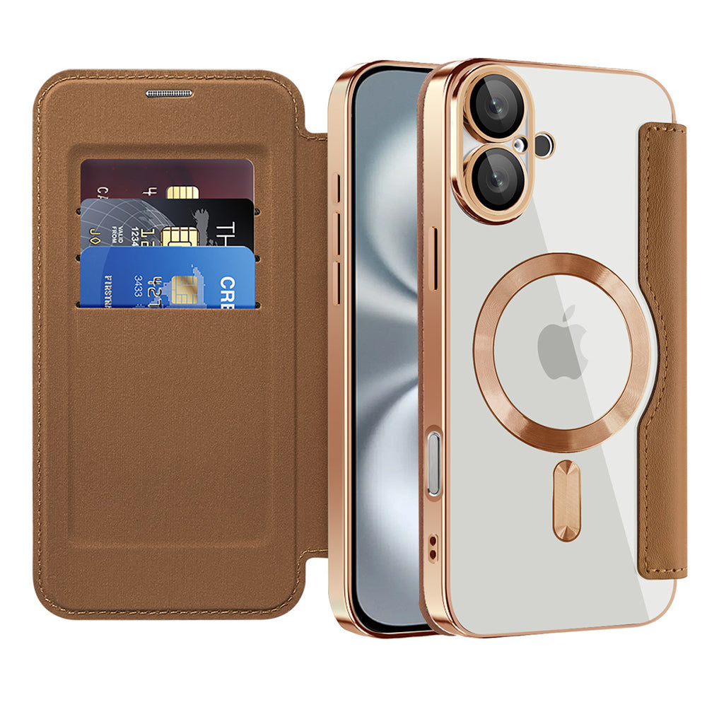 Techsuit - SmartMag Book Case - iPhone 16 Plus - Brown