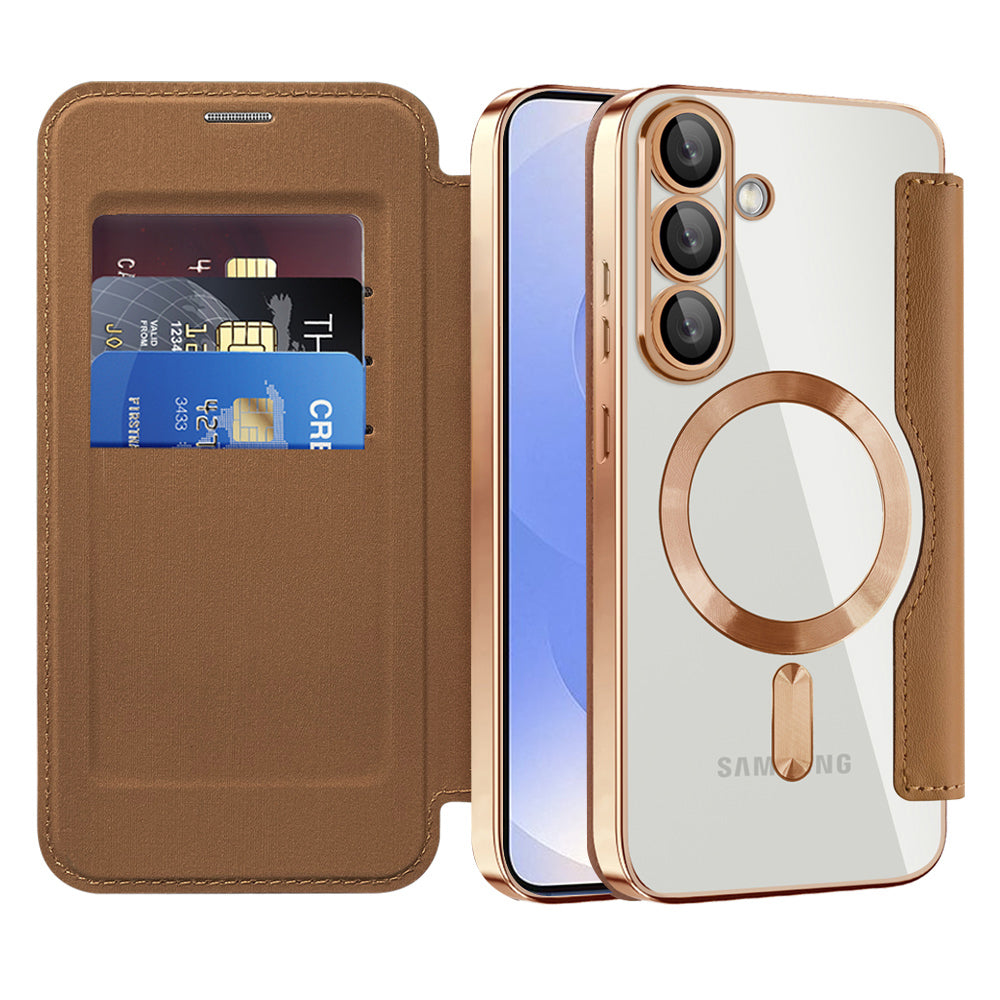 Techsuit - SmartMag Book Case - Samsung Galaxy S25 - Brown