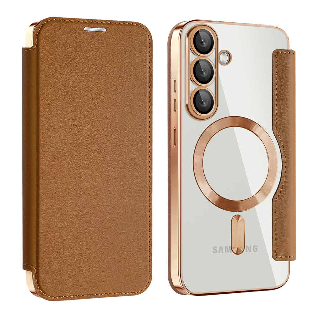 Techsuit - SmartMag Book Case - Samsung Galaxy S25 Plus - Brown