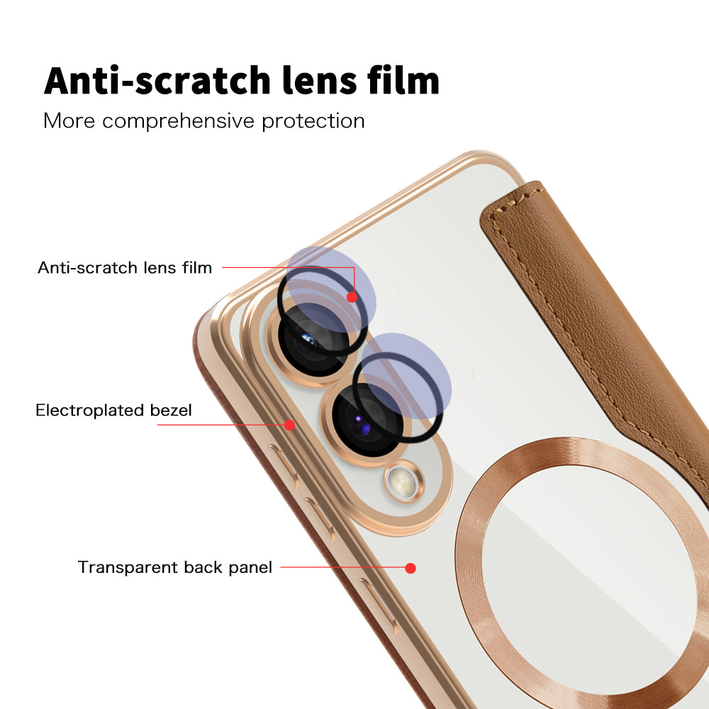Techsuit - SmartMag Book Case - Samsung Galaxy S25 Edge - Brown