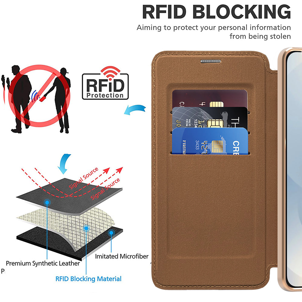 Techsuit - SmartMag Book Case - Samsung Galaxy S25 Edge - Brown