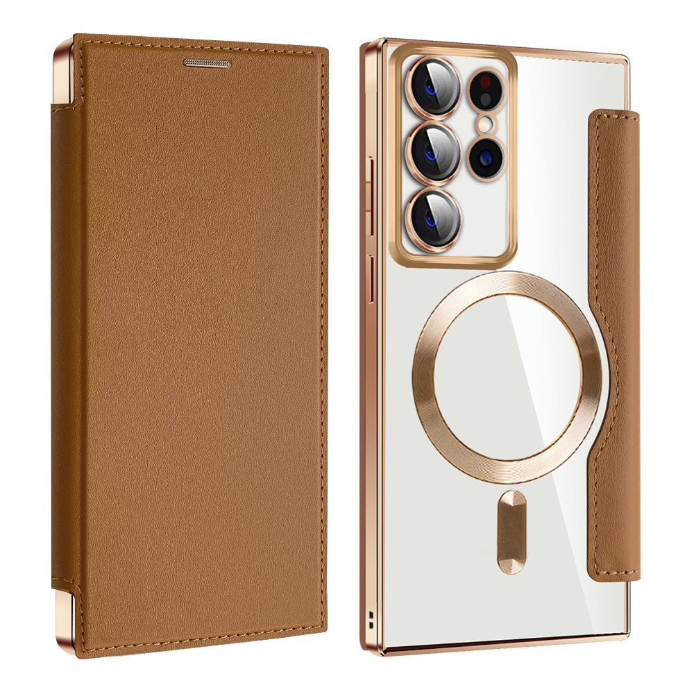 Techsuit - SmartMag Book Case - Samsung Galaxy S22 Ultra 5G - Brown