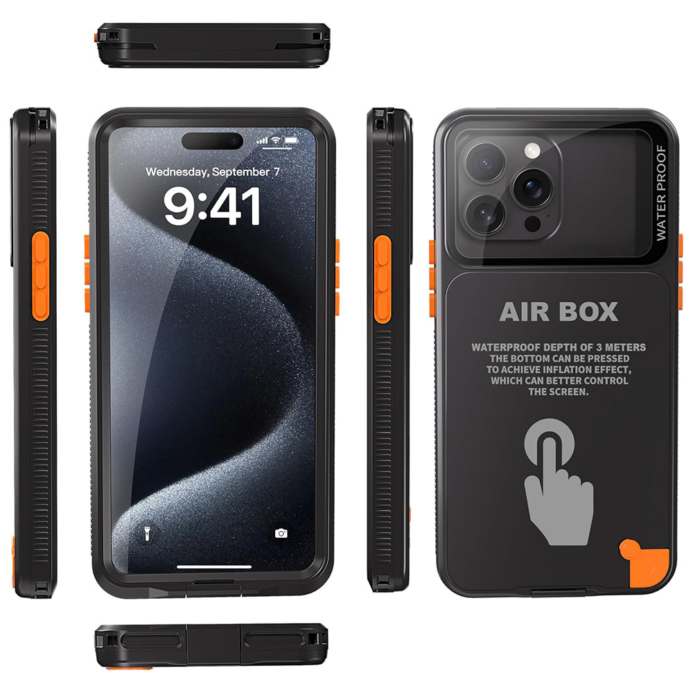 ShellBox - AirBox Waterproof IP68 Case (6.1 inch) - iPhone 12/12 Pro/13/13 Pro/14/14 pro/15/15 Pro/16 - Black