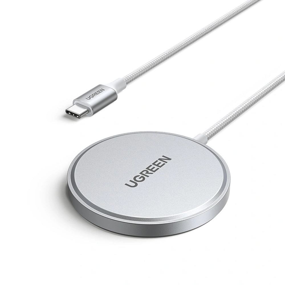 Ugreen - Magnetic Wireless Charger W703 (35565) - Fast Charge, Universal, USB-C, Qi2, 15W, 5V/3A, Type-C Cable, 1.5m - W