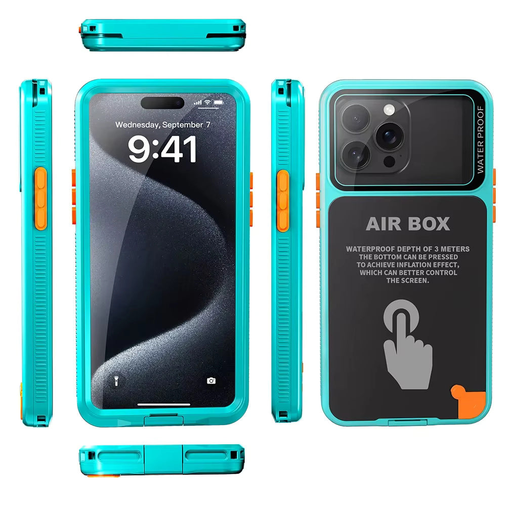 ShellBox - AirBox Waterproof IP68 Case (6.1 inch) - iPhone 12/12 Pro/13/13 Pro/14/14 pro/15/15 Pro/16 - Blue