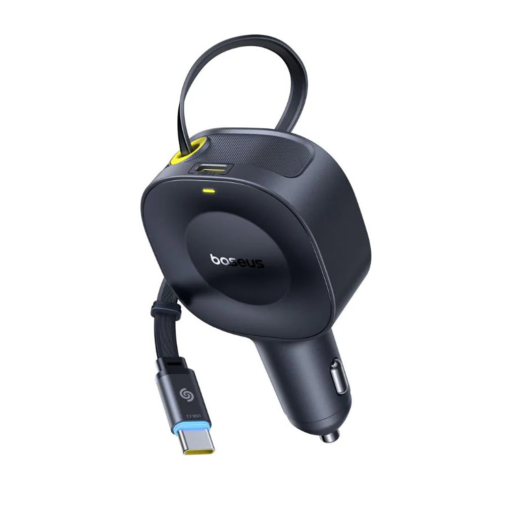Baseus - Car Charger PrimeTrip VR2 (C0206400) - Type-C, with Retractable Type-C Cable, 30W, 80cm - Black