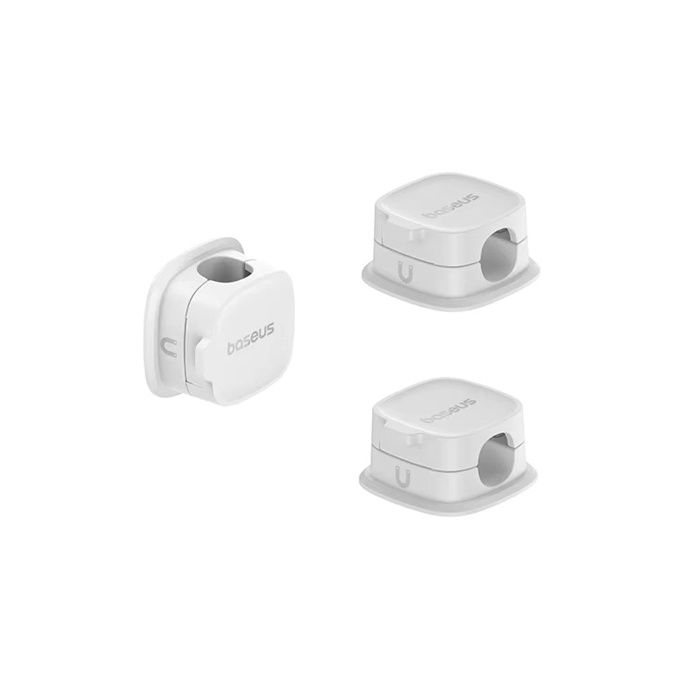 Baseus - Cable Organizer Lite Series Magnetic (B01331106211-00) - 3 Pack Pieces, 3M Adhesive - White