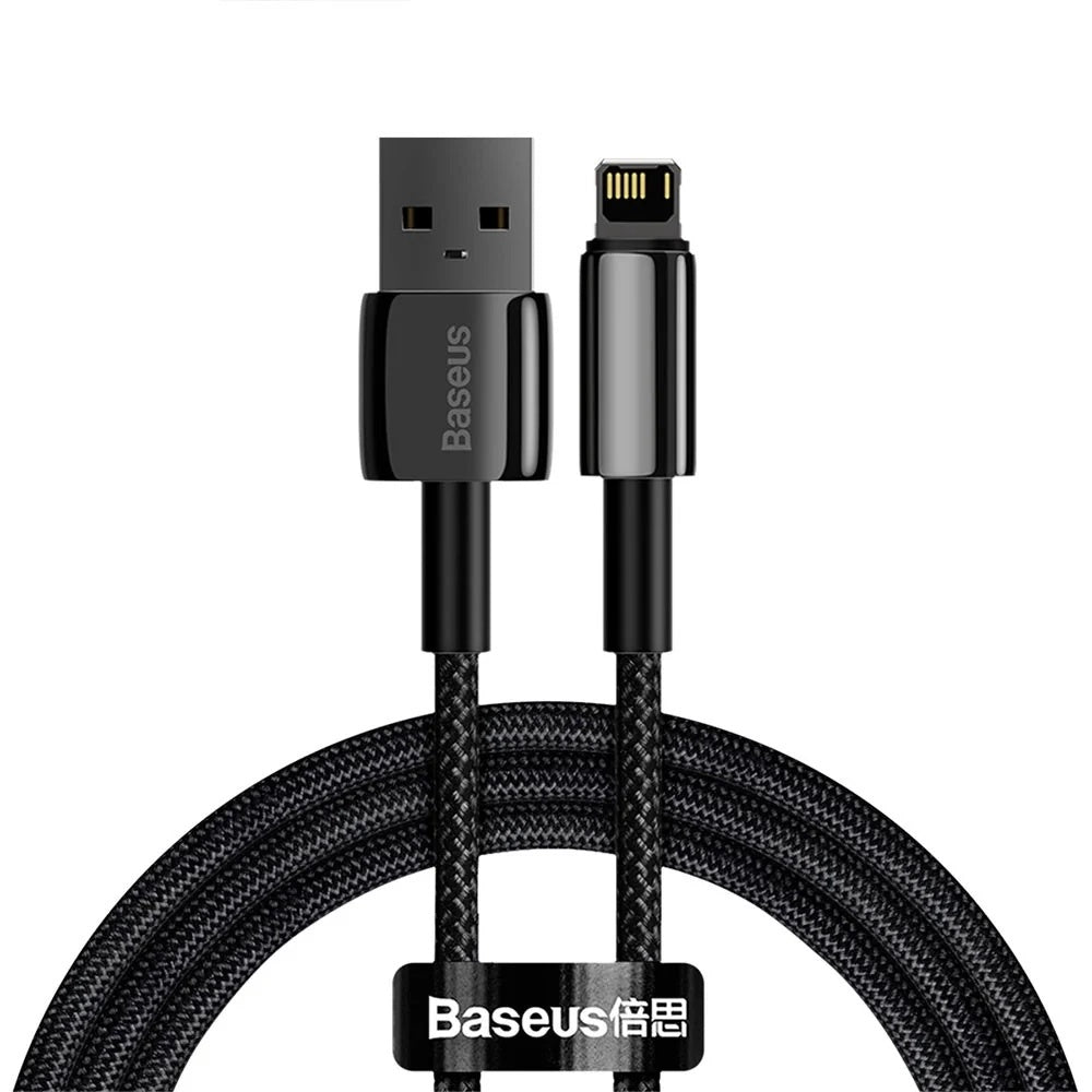 Baseus - Data Cable Tungsten Gold (CALWJ-A01) - USB-A to Lightning, 2.4A, 480Mbps, 20W, 2m - Black