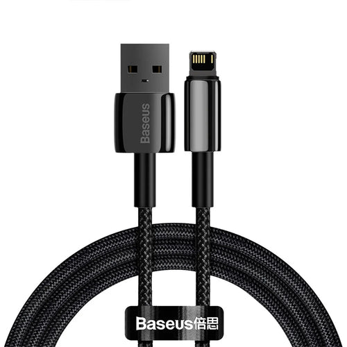 Baseus - Data Cable Tungsten Gold (CALWJ-A01) - USB-A to Lightning, 2.4A, 480Mbps, 20W, 2m - Black