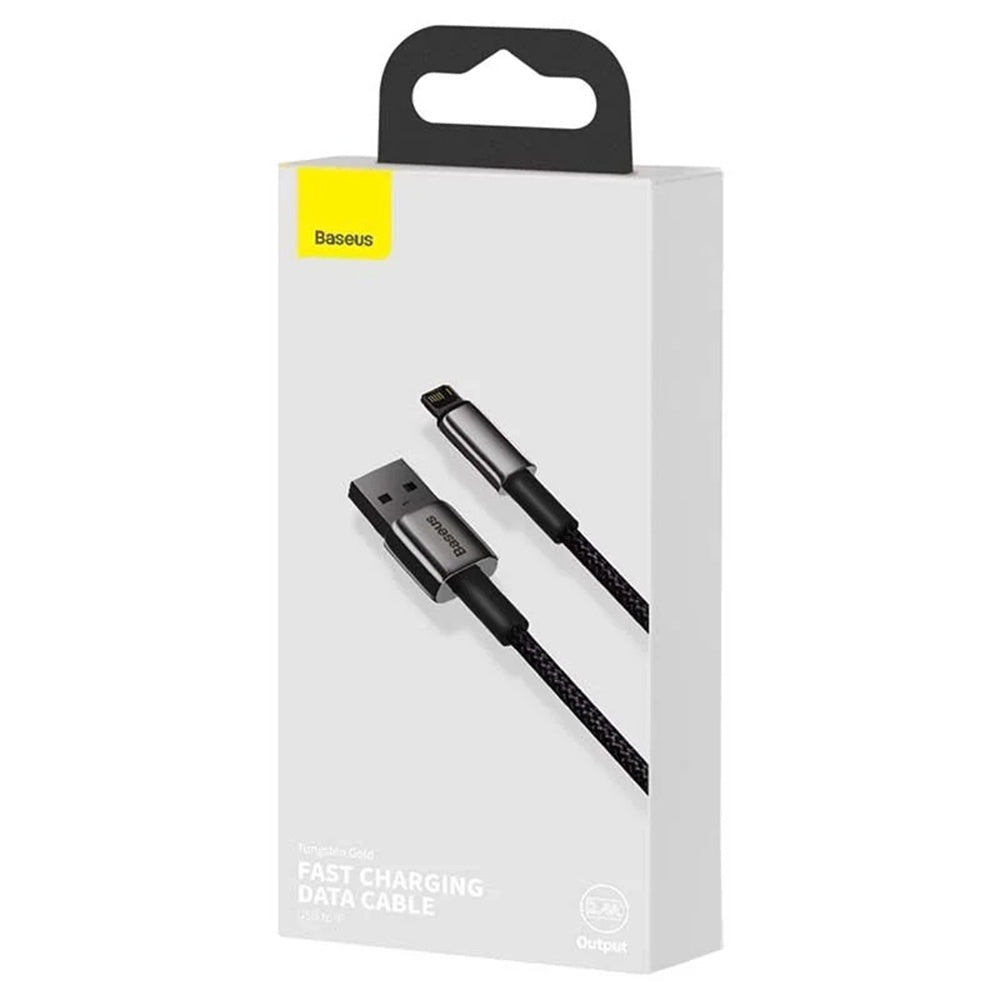 Baseus - Data Cable Tungsten Gold (CALWJ-A01) - USB-A to Lightning, 2.4A, 480Mbps, 20W, 2m - Black