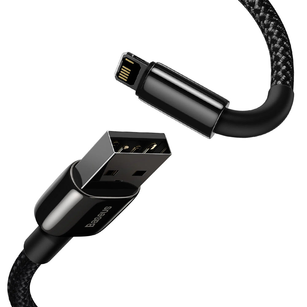 Baseus - Data Cable Tungsten Gold (CALWJ-A01) - USB-A to Lightning, 2.4A, 480Mbps, 20W, 2m - Black