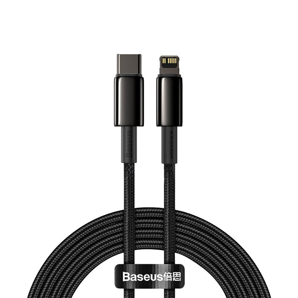 Baseus - Data Cable Tungsten Gold (CATLWJ-A01) - Type-C to Lightning, 20W, 2m - Black